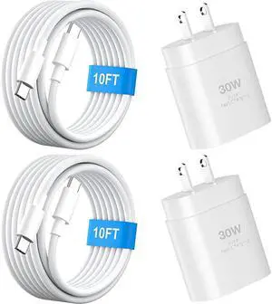 i Phone 16 15 Pro Charger Fast Charging30W USB C Super Fast Charger Block with 10ft Long Type C for i-Phone 16/16 Pro/16 Pro Max/16 Plus/15/15 Pro Max/15Pro/iPad Pro, Galaxy S25 Ultra/S25