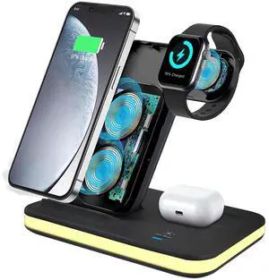 LXHY Wireless Charger iPhone Charging Station: 3 in 1 Charger Stand Multiple Devices for Apple - iPhone 16e 16 15 14 Pro Max 13 12 11 - Watch 10 9 8 7 6 5 4 3 2 SE and Ultra Series - Airpods 4 3 2 Pro