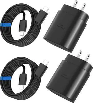 LXHY Super Fast Charger Type C, 25W USB C Wall Charger Fast Charging for Samsung Galaxy S25 Ultra/S25/S25+/S24+/S24 Ultra/S24/S24+/S23 Ultra/S22 Ultra/S21 with Android Type C Charger Cable 2Pack