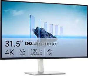 Dell 32 Plus 4K Monitor - S3225QS - 31.5-inch 4K (3840 x 2160) up to 120Hz 16:9 Display, VA Panel, AMD FreeSync Premium, 99% sRGB, 95% DCI-P3, 1500:1 Contrast Ratio, Comfortview Plus - Ash White
