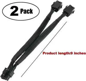 (2 Pack) Dual 6 Pin Female to 8 Pin Male GPU Power Adapter Cable Braided Sleeved 9 inches 20cm (2 Pack) Dual 6 Pin Female to 8 Pin Male GPU Power Adapter Cable Braided Sleeved 9 inches 20cm