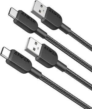 USB to USB C Cable USB A to Type C Charger Cord (2 Pack 3FT) for Galaxy Note 10/S10+ S10 LG V30 (USB 2.0 Black)