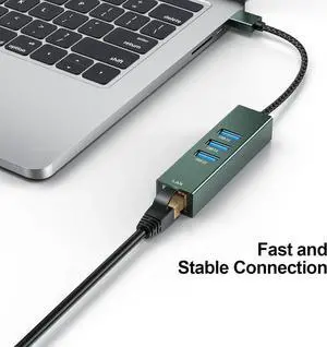 AUTYUE USB 3.0 to Ethernet Adapter Gigabit, High-Speed 3 USB 3.0 Hub with Ethernet Aluminum 4-in-1 USB-A to LAN Network RJ45 Port, Compatible with Windows, i-Mac, Linux, PC, Chromebook Laptops
