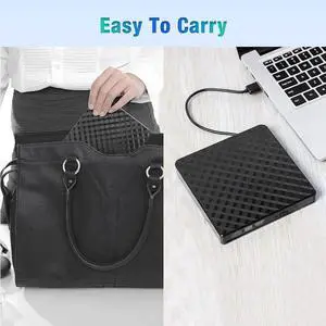 External CD/DVD Drive, USB 3.0 Ultra Slim Portable DVD Writer External USB CD Drive DVD ROM CD Player/Rewriter +/-RW writer Burner player, Great Compatible With Windows/Mac OS/Laptop/PC/Desktops