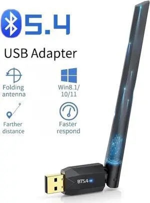 Bluetooth 5.4 Adapter for PC, 150M Long Range USB Bluetooth Dongle BT 5.4 EDR USB Adapter for PC Wireless Mouse Keyboard Audio Receiver Transmitter, Compatible with Windows 11/10/8.1