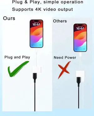 USB C to HDMI Adapter for iPhone 16 15 to TV 4K Sync Screen Connector Cable Type C Digital AV Adapter for TV/Projector/Monitor No Power Needed