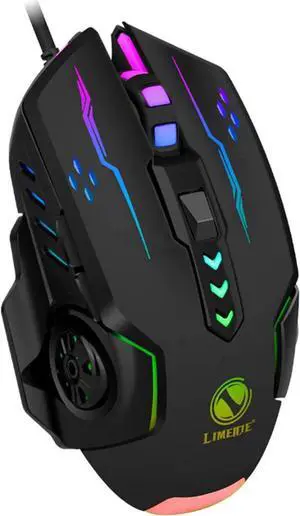 3600dpi USB Wired Gaming Mouse, 6 Buttons LED Backlit E-sports Gaming Mice, 6D Colorful LED Light Glowing Mouse for Laptop PC Computer Gamer
