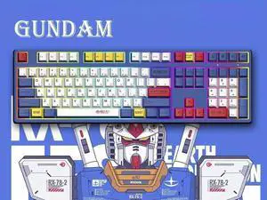 Tri-Band RGB Wireless Bluetooth Wired 108 key Customized Mechanical Keyboard Gundam Cartoon Animation Co-branding Theme PBT keycaps Anti-Ghosting Gaming Keyboard Blue Switch