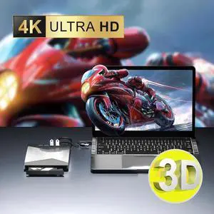 AUTYUE External Blu Ray Drive, 7 in 1 Portable Blu Ray Burner USB 3.0 Type-C UHD BD Player with SD/TF Port, CD/DVD Burner R/W 3D Blu Ray Drive, External 4K Blu Ray Drive Compatible with Windows Mac OS