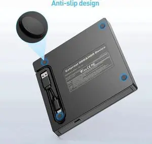 [8 in 1] External CD DVD Drive, External CD Burner USB 3.0 & Type C Optical Drive with 4 USB Ports and 2 TF/SD Card Slots, Optical Disk Drive for Laptop Mac, PC Windows 11/10/8/7 Linux OS