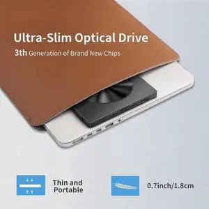 Multifunctional External CD DVD Drive, CD Drive USB 3.0 Type C Portable CD/DVD ROM +/-RW Burner Rewriter with SD TF Slot & USB Ports, Slim DVD Player for Laptop Desktop PC Mac-Book Windows Linux MacOS