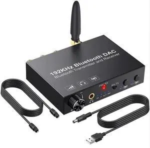 192KHz DAC Digital to Analog Audio Converter Bluetooth5.0 Transmitter Receiver with aptX HD aptx Low Latency Wireless Audio Adapter