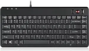 P-eri-xx PERIBOARD-505H PLUS, Wired USB Trackball Keyboard - Built-in 2x USB 2.0 Hubs - Mini Design - Fit with Professional or Industrial Use - Built inTrackball - US English Layout