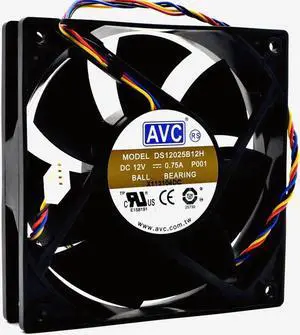 PWM Fan For AVC DS12025B12H 120X120X25mm DC 12V 0.75A 2 Ball Bearing Fan High Speed CFM Airflow Axial Cooling 12cm