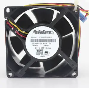 Original NIDEC V35132-55RA DC24V 0.45A 80*80*38 8038 large air fan inverter cooling fan 3-pin