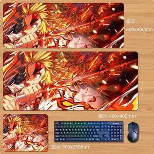 Anime Demon Slayer Rengoku Kyoujurou mouse pad Extended Gaming Mouse Pad with Stitched Edges, Large Mouse pad with Non-Slip Rubber Base for Work & Gaming, Office & Home 300*250mm