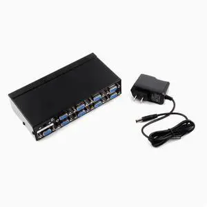 Hd FJGEAR2508A splitter 1 in 8 out VGA splitter 1 drag 8 splitter and 12V 5A adapter interface 5.5*2.5mm