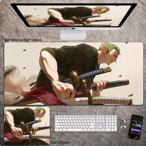 Anime One Piece ZORO mouse pad Extended Gaming Mouse Pad with Stitched Edges, Large Mouse pad with Non-Slip Rubber Base for Work & Gaming, Office & Home 800*300mm