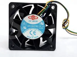 Original TOP MOTOR DF126025BU dc12V 0.80A 60*60*25MM 6025 dual ball violent PWM control speed four wire cooling fan