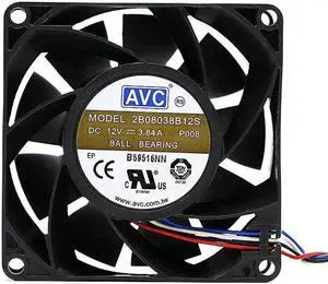 New AVC 2B08038B12S 8cm 8038DC 12V 3.84A 4-wire PWM Server High-volume cooling Fan