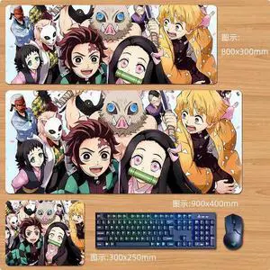 Anime Demon Slayer mouse pad Extended Gaming Mouse Pad with Stitched Edges, Large Mouse pad with Non-Slip Rubber Base for Work & Gaming, Office & Home 300*250mm