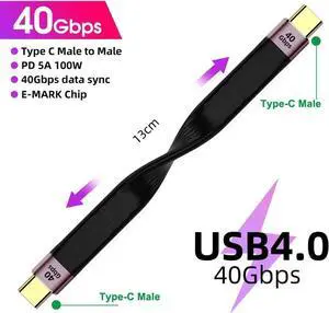 Short-line(2/5FT) USB C to Type C Cable,Support Thunderbolt 4/3,USB 4, PD 100W Quick Charge,8K 4K Display,40Gbps Data Transfer Sync. Transfer for External Docking,MacBook,Phone,PowerBank.