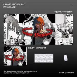 Chainsaw Man anime Makima mouse pad Extended Gaming Mouse Pad with Stitched Edges, Large Mouse pad with Non-Slip Rubber Base for Work & Gaming, Office & Home, 900*400mm