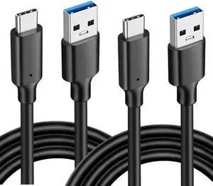 USB3.2 Type A to USB-C 10Gbps Cable,USB3.2 Gen 2 Type C Data Cable, 3A 60W PD Fast Charging Cable, 2 Pack 10ft+10ft