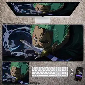 Anime One Piece Zoro mouse pad Extended Gaming Mouse Pad with Stitched Edges, Large Mouse pad with Non-Slip Rubber Base for Work & Gaming, Office & Home 300*250mm