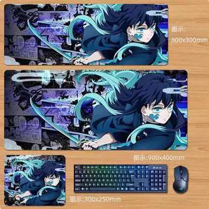 Anime Demon Slayer Tokitou Muichirou mouse pad Extended Gaming Mouse Pad with Stitched Edges, Large Mouse pad with Non-Slip Rubber Base for Work & Gaming, Office & Home  800*300mm