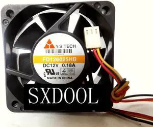 New original Y.S.TECH FD126025HB 12V 0.18A 6CM 60*25mm 3 Pins cooling fan
