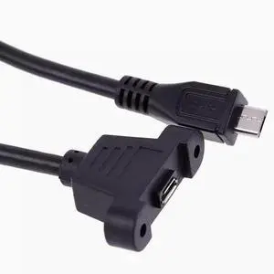 Micro usb male to female extension cable with ear strap screw holes Secure the panel cable 1m Micro usb male to female extension cable with ear strap screw holes Secure the panel cable 1m