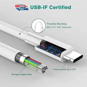 USB C to USB C Charging Cable for MacBook Air Mac Book Pro Type C Cord for New iPad Pro 12.9/11 Air 4/5 Mini 6 Samsung Pixel All PD USB C Charger 6.6FT