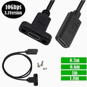 Gold-plated USB3.1type-c mother-to-female extension cable with screw hole can fix high-speed 10Gbps data cable 1m