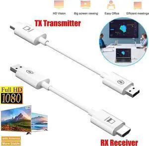 HDMI Transmitter and Receiver, Wireless HDMI Extender Kit for Laptop and PC, Plug & Play, Wireless HDMI Dongle Adapter for Streaming Video/Audio from Laptop/PC to HDTV Projector