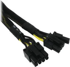 VGA PCIe 8 Pin Female to Dual 2X 8 Pin (6+2) Male PCI Express Power Adapter Braided Y-Splitter Extension Cable 9-inch(23cm)