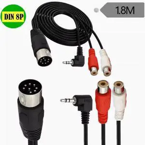 Large DIN8Pin male pin din 8P RPM /DC3.5mm+2RCA Lotus male receiver subwoofer cable