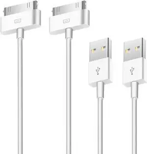 2pcs 30 Pin USB Sync Charging Cable Cord Replacement for Old Apple iPhone 4/4S 3G/3GS iPad 1/2/3 iPod Nano/iPod Touch