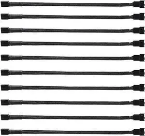 10Pack 4-Pin Case Male to Female PWM Fan Splitter Cable 10.6inch Sleeved Braided Adapter Computer PC Fan Power Extension Cable Converter for Computer ATX Case Compatible 3-Pin/4-Pin Cooling Fan Cable