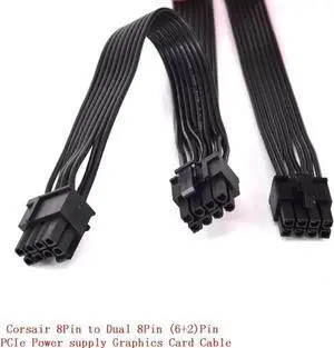 8Pin to Dual 8pin 6+2pin PCIe Power supply Cable Graphics Card GPU Cable for CX-M Series CX850M CX750M CX600M CX500M CX430M AXi Series AX1500i AX1200i AX860i AX760i AX Series AX860