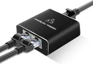 RJ45 Ethernet Splitter 1 to 2 Out, 1000Mbps Network Splitter with USB Power Cable, Gigabit LAN Internet Splitter Connector for Cat 5/5e/6/7/8, Support Two Devices Working Simultaneously
