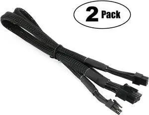 Dual Mini 6 Pin to 8 Pin PCI Express Video Card Power Adapter Braided Sleeved Cable for Mac Pro Tower/Power Mac G5 15-inches(2Pack)