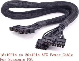 PSU Modular 18+10pin to 24Pin 20+4Pin ATX Power Supply Cable with Net for Seasonic KM3 Series X-750 X-850 SS-1050XP3 M12II Evo Series 520 620 650 750 850 Snow Silent 750 1050 FOCUS PLUS Gold