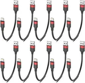 6 inch Short iPhone Charging Cable Bulk 10Pack, Multipack Short USB to Lightning Cable for Fast Charging Stations [MFi Certified] 0.5ft iPhone Charger Cord for iPhone 14 13 12 11 Pro Max 8 iPod
