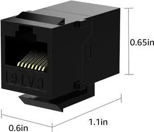 Rj45 Coupler Cat6 Keystone Jack Inline Coupler Female to Female Insert Coupler 10 Pack Black