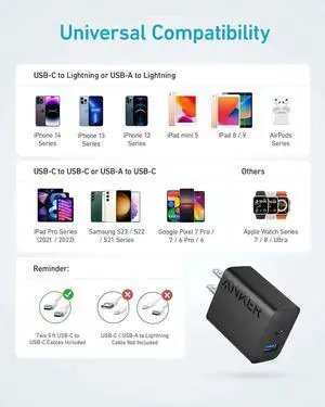 iPhone 16 Charger USB C Charger Block 2-Pack 20W Fast Wall Charger for 16/16 Pro/Pro Max / iPad Pro and More with 2 Pack 5 ft USB-C Cable