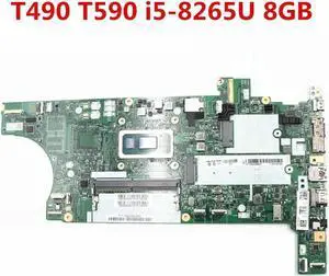 For T490 T590 Laptop Motherboard NM-B901 02HK923 01YT335 i5-8265U CPU 8GB RAM Full Test