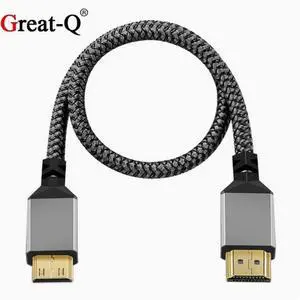 mini hdmi to hdmi 2.0 4k HDTV computer data transmission Gray aluminum shell braided wire a-c