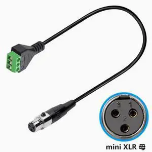 Solderless mini Cannon 3-core male female green terminal dual channel audio microphone stereo adapter cable Female to Female