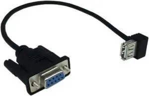 RS232 DB9 Female to USB 2.0 A Female Serial Cable Adapter Converter 8" Inch 25cm